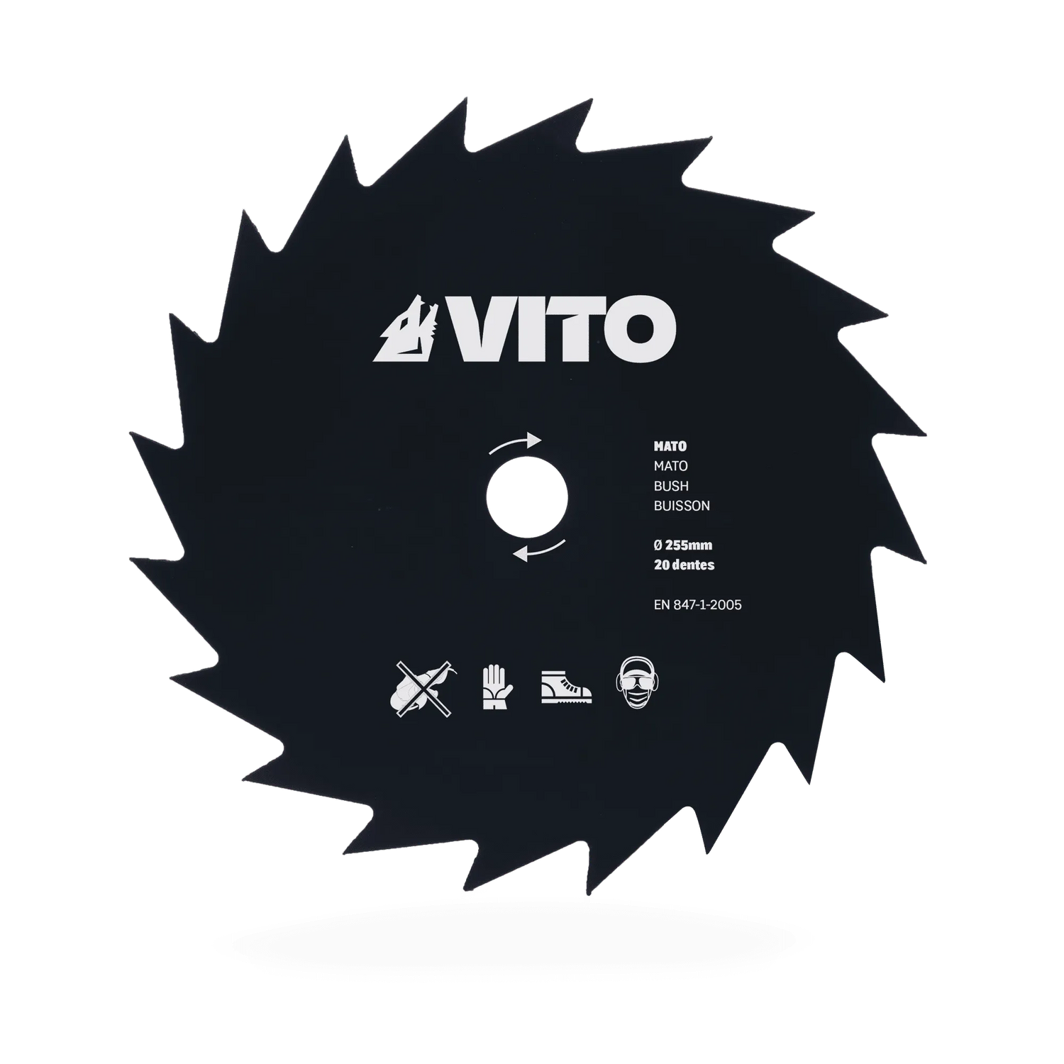 VITO Grasschneideblatt mit 20 Zähne - Stahl-Schneideblatt 255 mm x 25,4 - VIDCE20