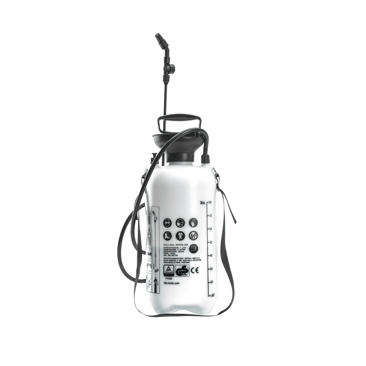 VITO Profi Drucksprüher mit VITON Dichtungen für Chemikalien 8 Litern Fassungsvermögen - VIPUPRO8