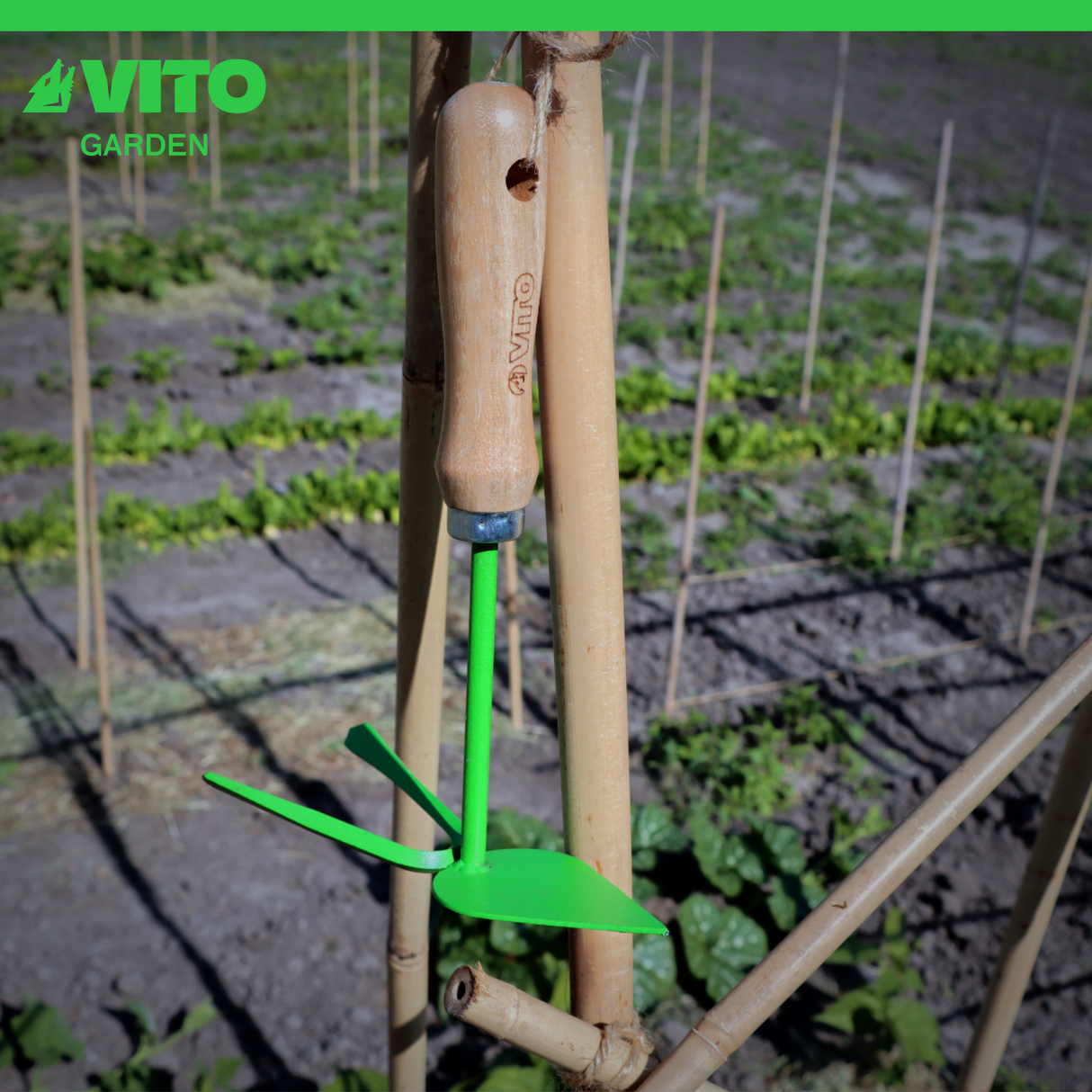 VITO Vintage Kleinhäckchen Herzform, Gartenhäckchen 2-zinkig, Hacke, Gartenhacke, Doppelhacke