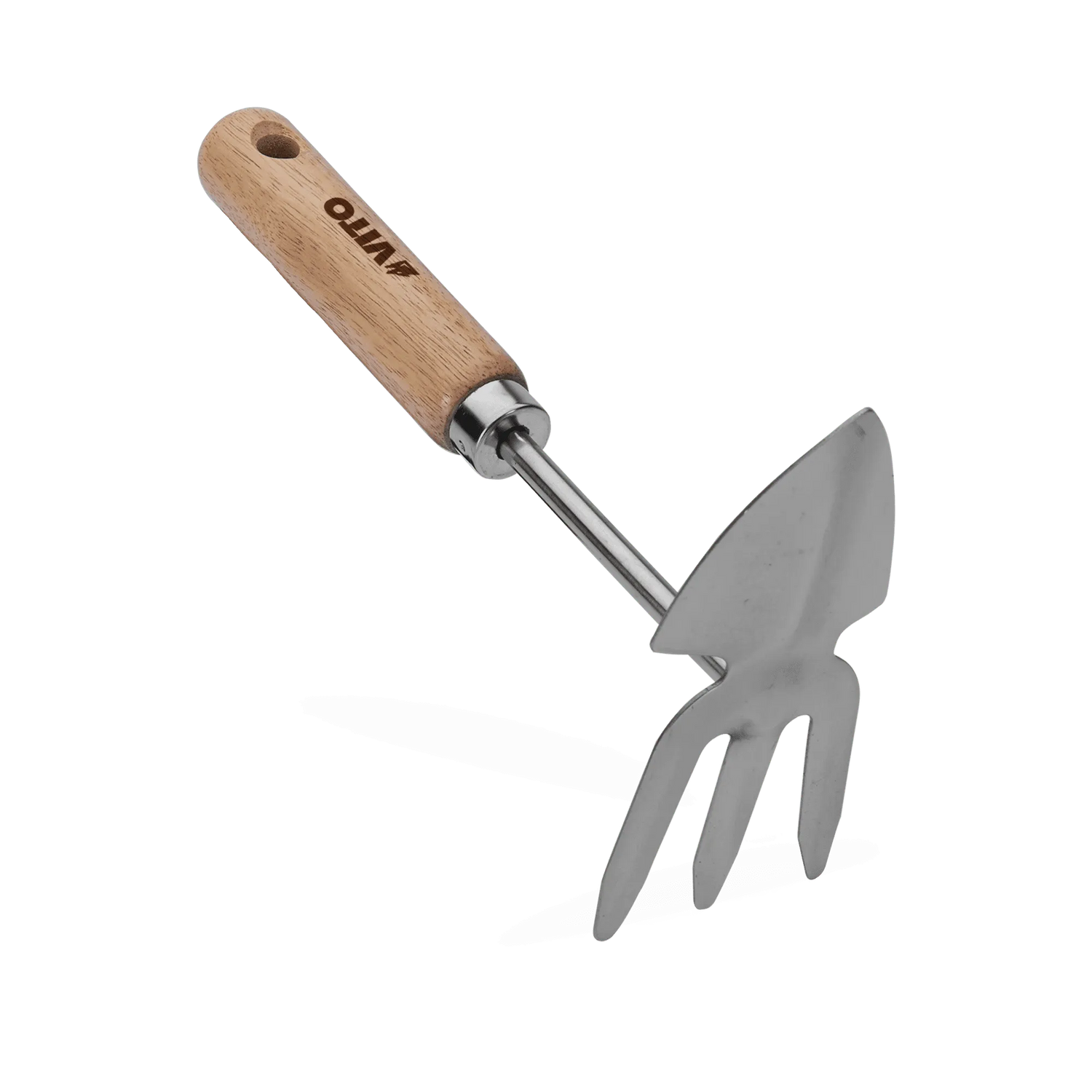 VITO kleine 25cm Gartenhäckchen 3-Zinkig mit Herzblatt, Gartenhäckchen aus Edelstahl mit Holzgriff