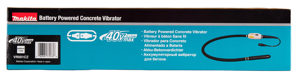 Makita Akku-Betonverdichter – inkl. 1,5 m Verdichtervorsatz Ø 43 mm, bis zu 300 Min. Laufzeit - VR001CZ