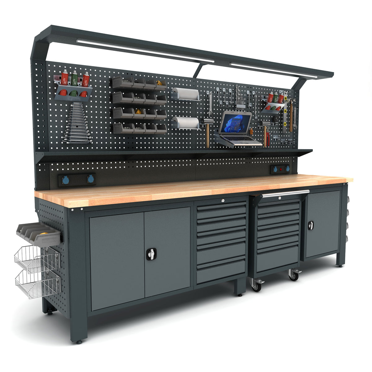 Bullram Profi Werkbank mit Schubladen & Schränken 2960 × 730 × 2005 mm – WBG05