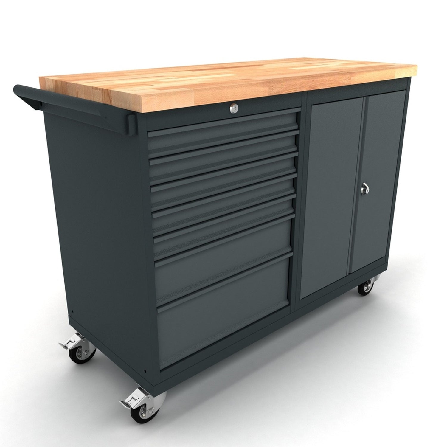 Bullram TOOLBOX4YOU Profi Mobile Werkbank 2 Türen – 7 Schubladen, 124 cm Länge, 55 cm Tiefe – Modell WBG124M16
