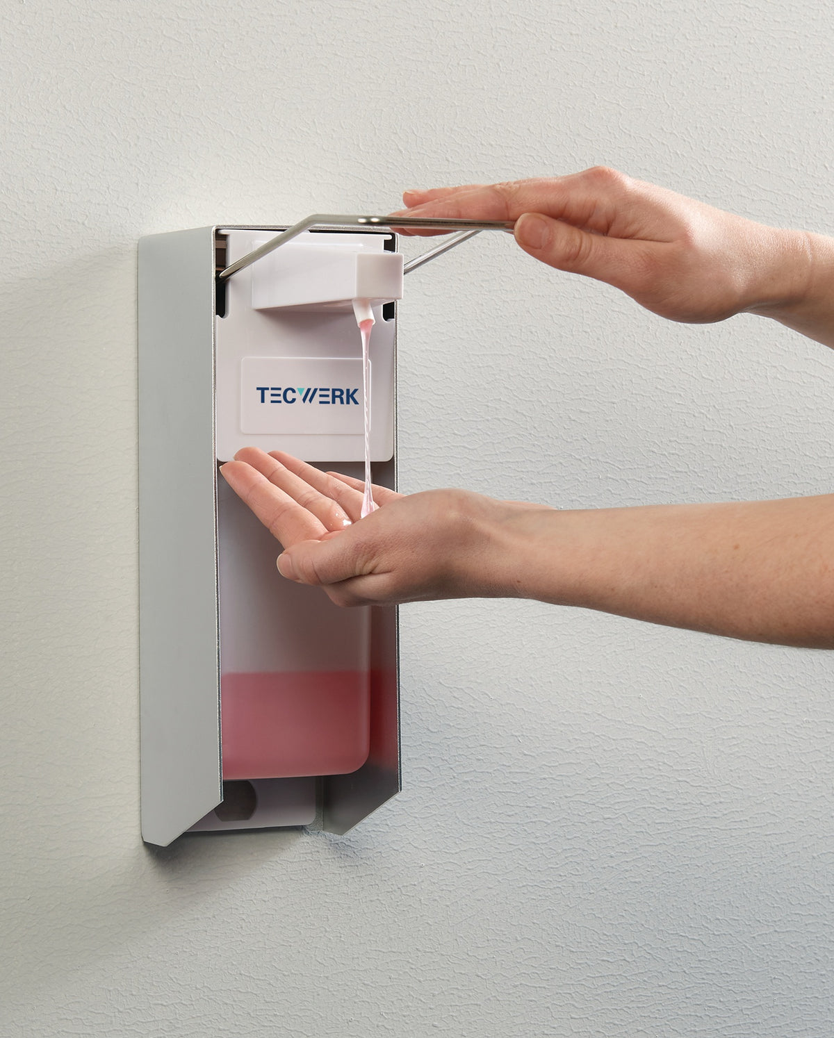 TECWERK Desinfektions- und Seifenspender 1 l mit Hebel, ABS weiß, 165 x 95 x 290 mm