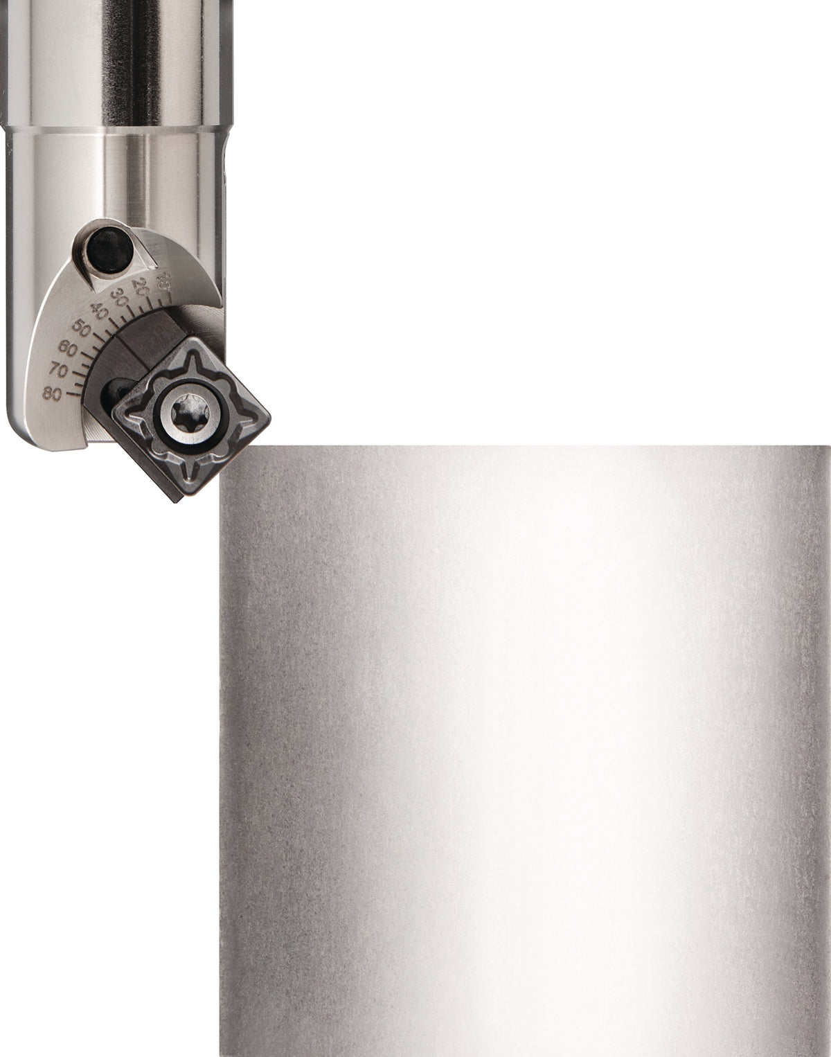 TECWERK Fasenfräser Ø 31 mm, Schaft-Ø 25 mm, vernickelt, mit Innenkühlung, verstellbar 10°–80°, für Wendeplatten TCMT/SCMT