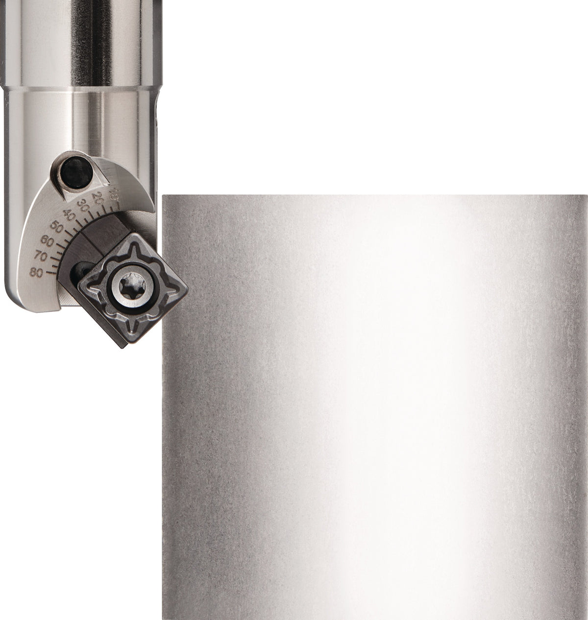 TECWERK Fasenfräser Ø 31 mm, Schaft-Ø 25 mm, vernickelt, mit Innenkühlung, verstellbar 10°–80°, für Wendeplatten TCMT/SCMT