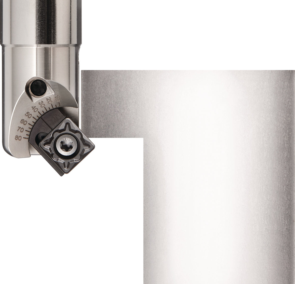 TECWERK Fasenfräser Ø 31 mm, Schaft-Ø 25 mm, vernickelt, mit Innenkühlung, verstellbar 10°–80°, für Wendeplatten TCMT/SCMT