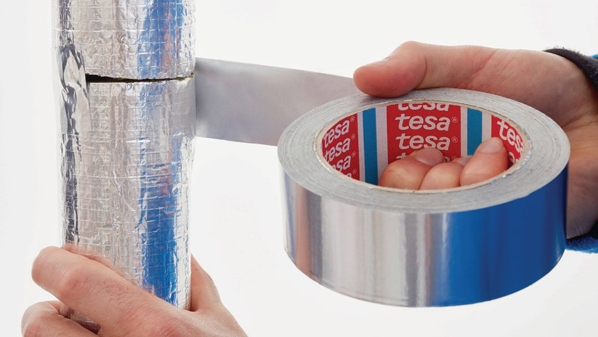 tesa Aluminiumklebeband 60650 ohne Liner, 50 m x 50 mm, hitzebeständig bis +160 °C