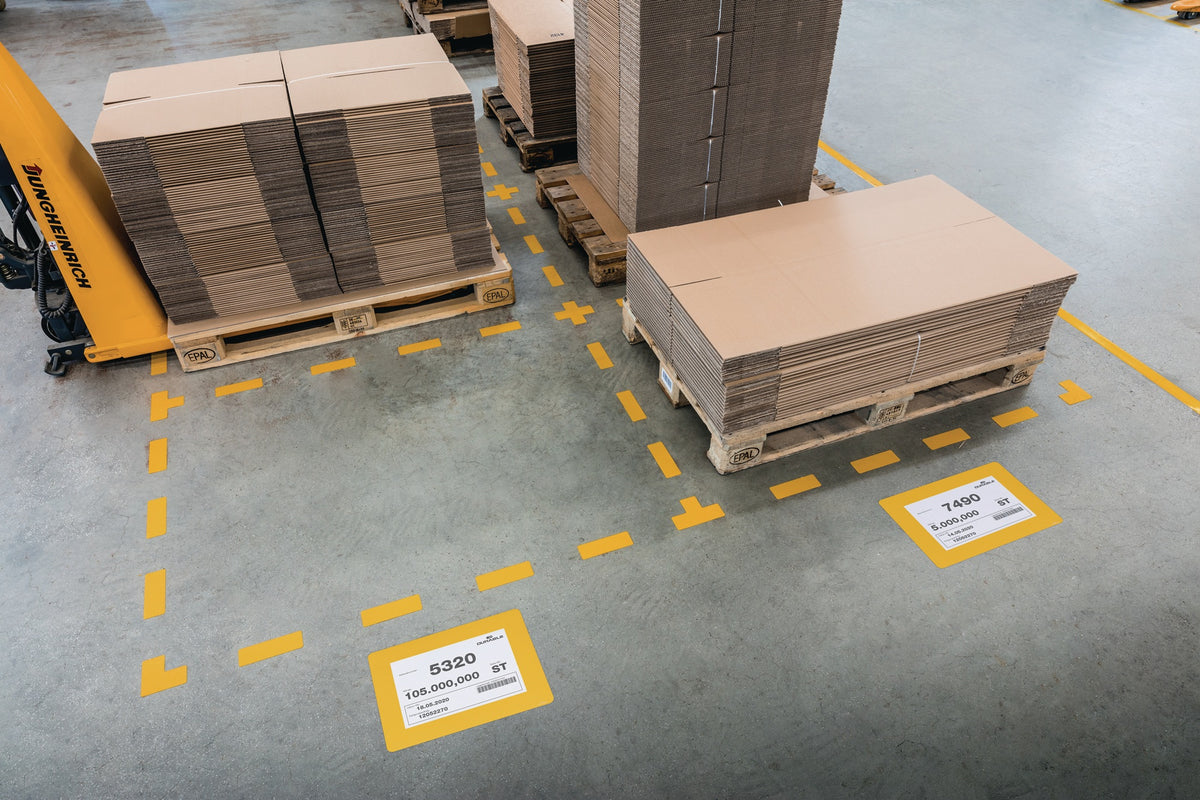 DURABLE Stellplatzmarkierung DIN A4 gelb, 10 Stück, selbstklebend & wieder ablösbar