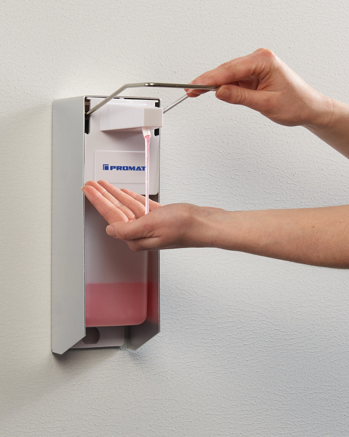 PROMAT Desinfektions- und Seifenspender 1 l mit Hebel, ABS, weiß, Wand- oder Säulenmontage