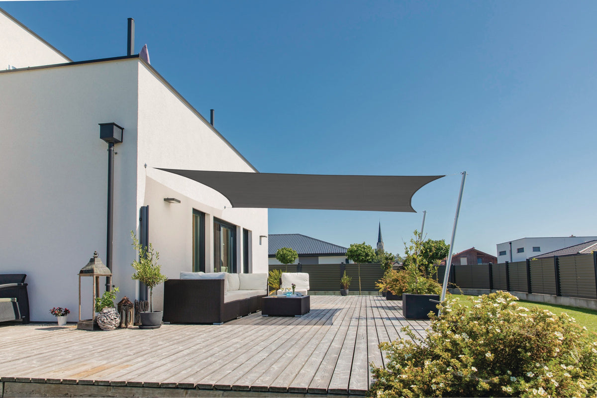 Sonnensegel CANNES RE 4x3 m anthrazit von WINDHAGER – UV-Schutz 50+, wind- und wasserabweisend