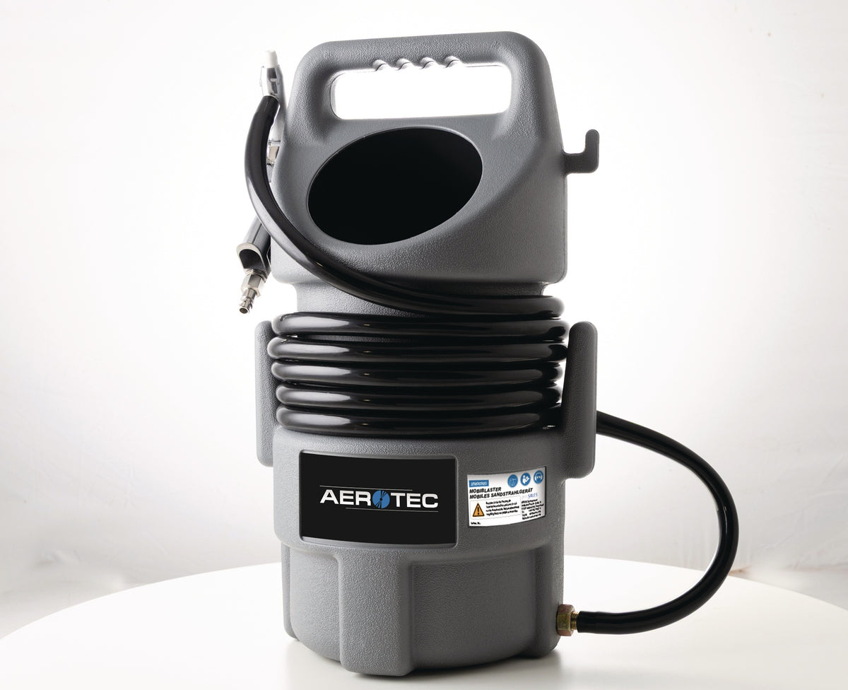 AEROTEC Mobiles Sandstrahlgerät 10 l – 240 l/min Luftverbrauch, Korngröße 0,4–0,8 mm, 6,7 bar