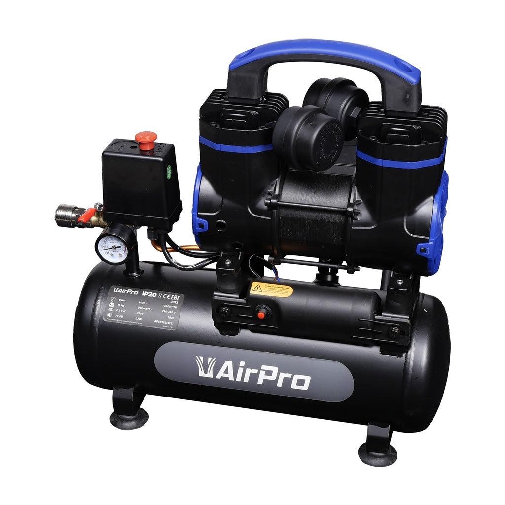 AirPro - Kompakter ölfreier Luftkompressor 1,2 PS, 8L Tankvolumen - Silent Kompressor CP09P1T8 Flüsterkompressor - Tools.de TP Profishop GmbH