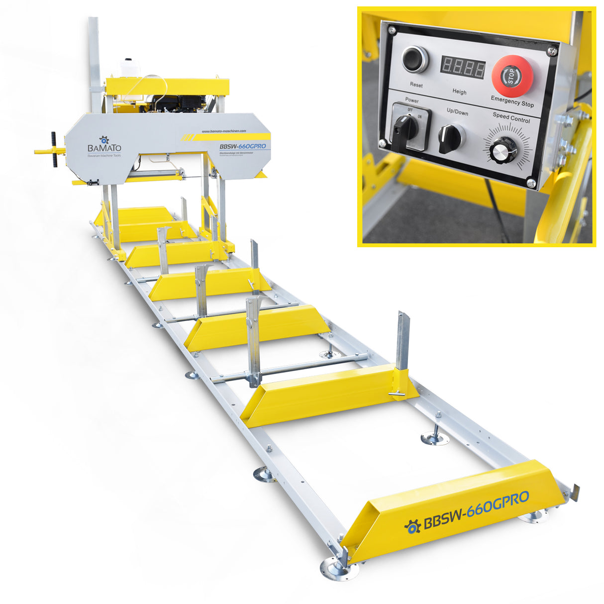 BAMATO BBSW-660GPRO Blockbandsäge mit Benzinmotor und elektrischer Höhenverstellung
