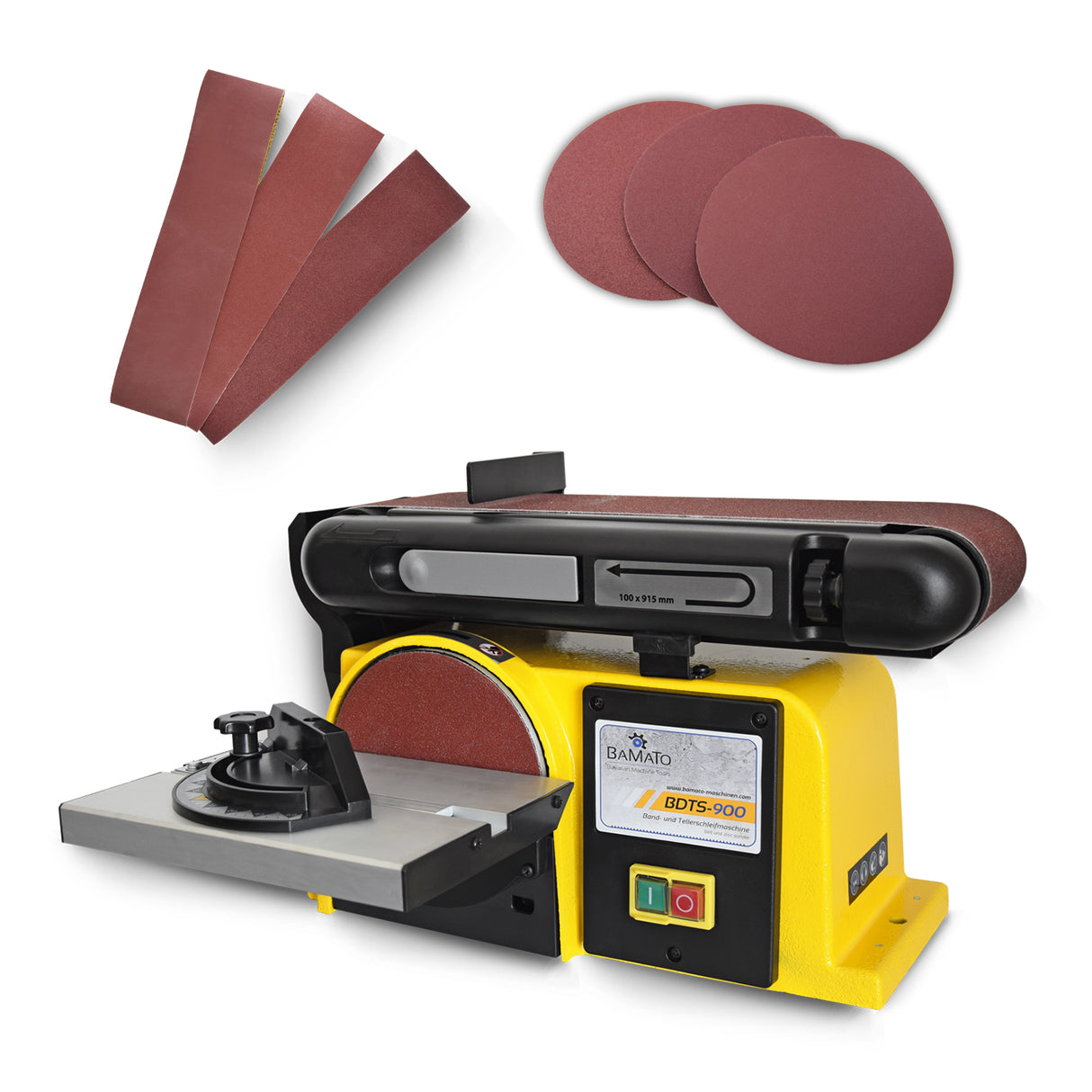 BAMATO Band- und Tellerschleifer BDTS-900 inkl. Schleifset & Klett-Pad