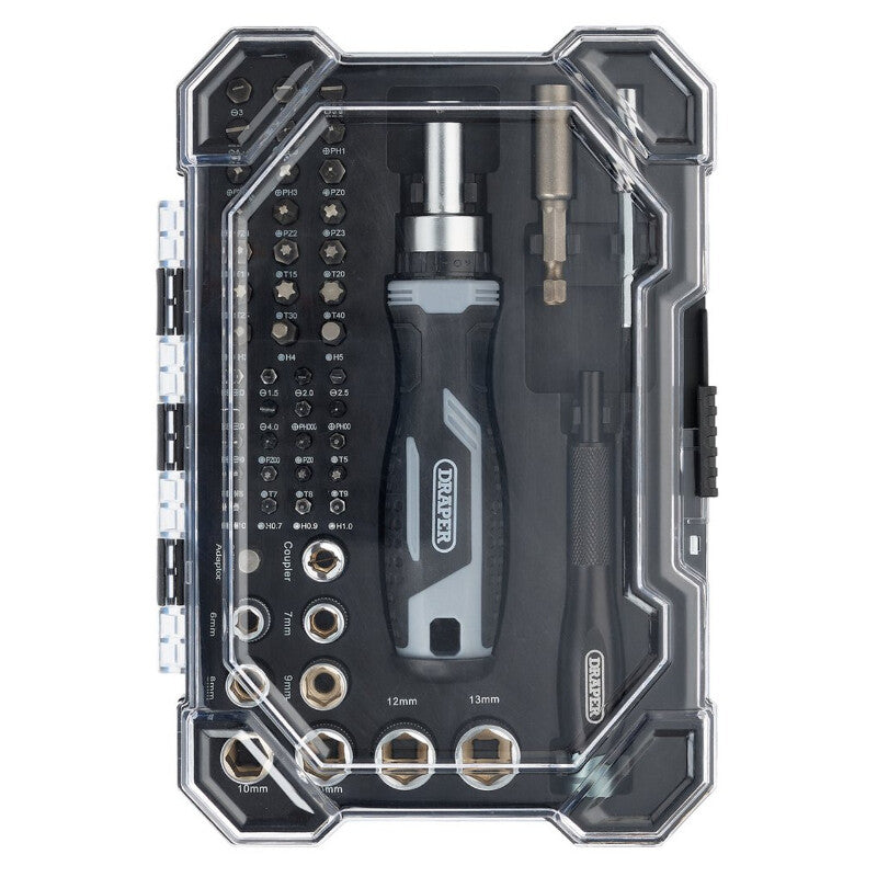 Draper Tools Bitsatz mit Ratschenschraubendreher, 55 Stück D13442