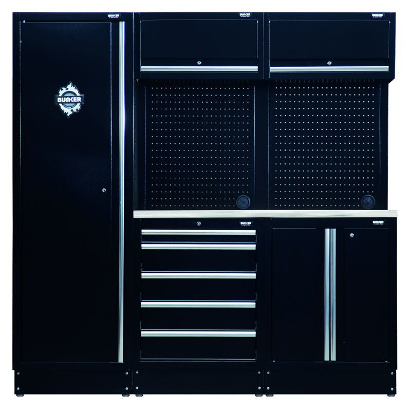 BUNKER 61cm Ablagekombination, Edelstahl-Arbeitsplatte, 11tlg