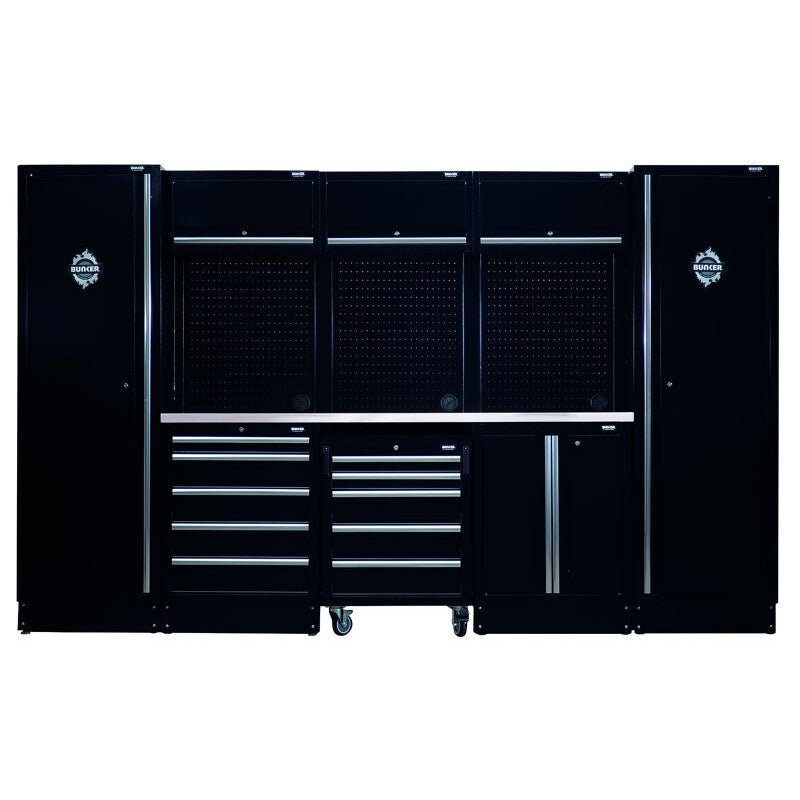 BUNKER 61cm Ablagekombination, Edelstahl-Arbeitsplatte, 16tlg.