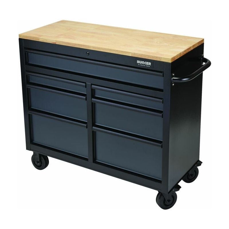 BUNKER Profi Werkbank 41 Zoll, 104 cm - Grau - Werkbank mit Schubladen - 7 - Werkbank mit Rollen - D08216