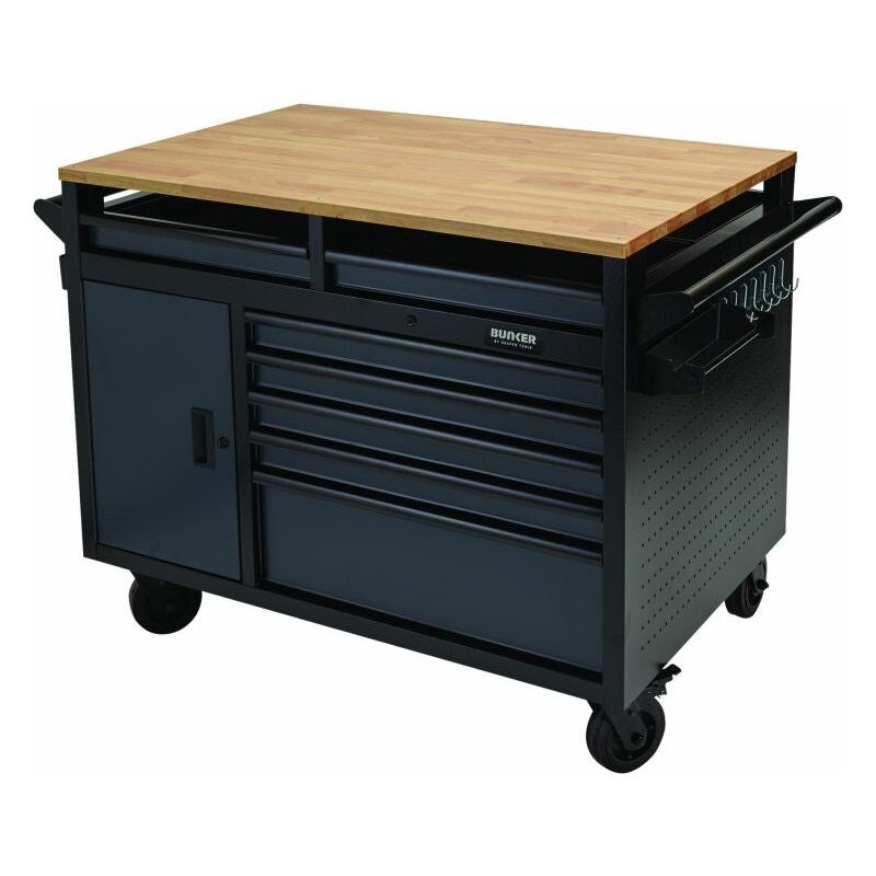 BUNKER Profi Werkbank mit Rollen 48 Zoll (122 cm) Grau - Multifunktionaler Werkbank mit Schubladen - D08251