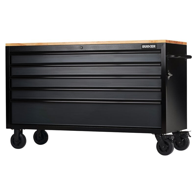 BUNKER Werkzeugwagen / Arbeitsbank, 5 Schubladen, 155cm, grau D28343