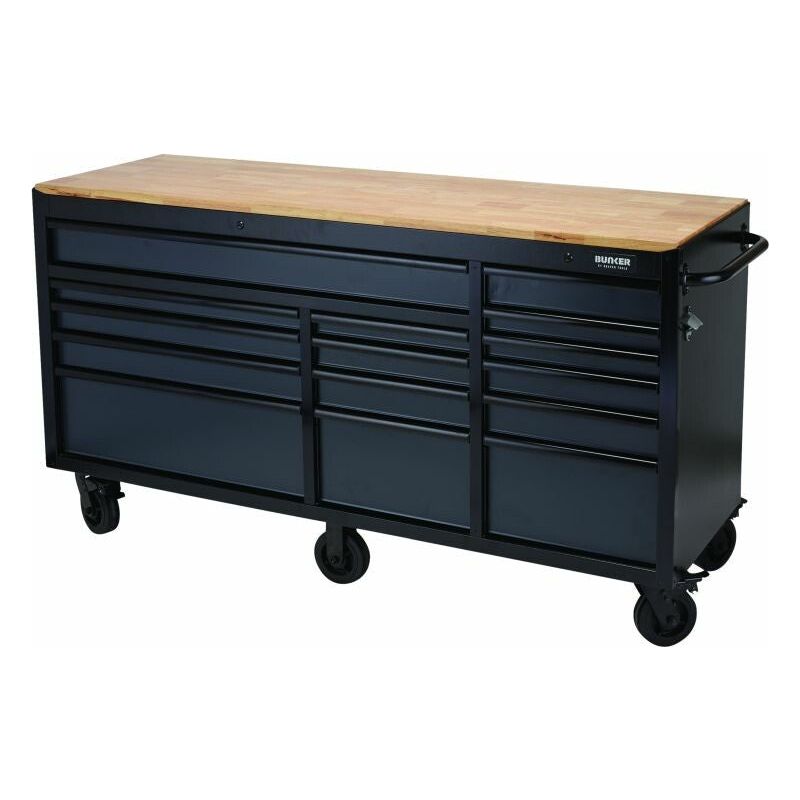 BUNKER Profi Werkbank mit Schubladen 72 Zoll (183 cm) in Grau - Werkbank mit Rollen - 15 Schubladen - D08241