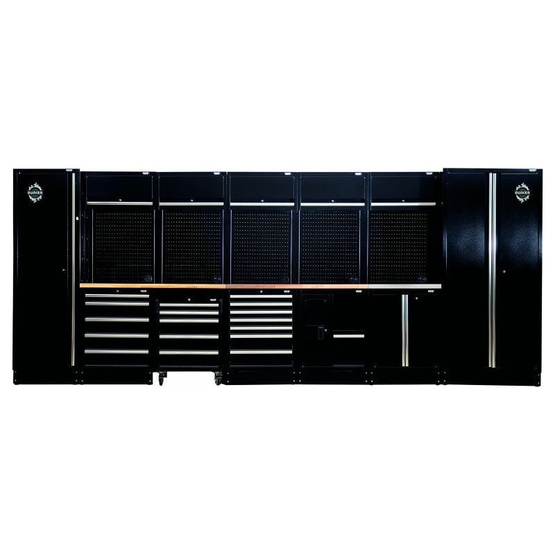 BUNKER 4915 mm Modulare Werkstatteinrichtung Werkbank mit Edelstahl-Spüle und Hartholz-Arbeitsplatte - 25-teilig - D04389