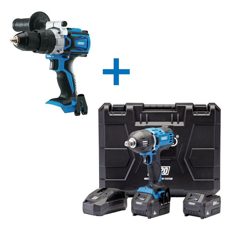 Draper Tools Akku-Schlagschrauber D20 + Bohrmaschine COMBI action (D27888+D55338) D10103