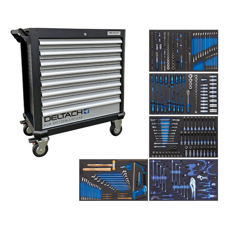 DELTACH Profi Werkstattwagen bestückt mit Werkzeug, gefüllt D2-XL - 350tlg 525250