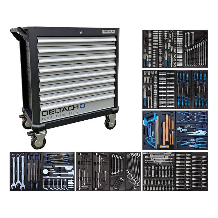 DELTACH Profi Werkstattwagen bestückt, gefüllt D2-XL - Werkstattwagen mit Werkzeug bestückt 378tlg 525160