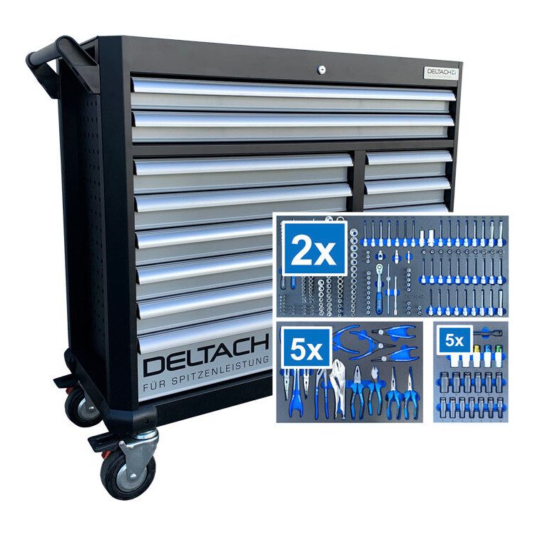 DELTACH Profi Werkstattwagen bestückt, gefüllt D2-XXL - Werkstattwagen mit Werkzeug bestückt 475tlg - 527300