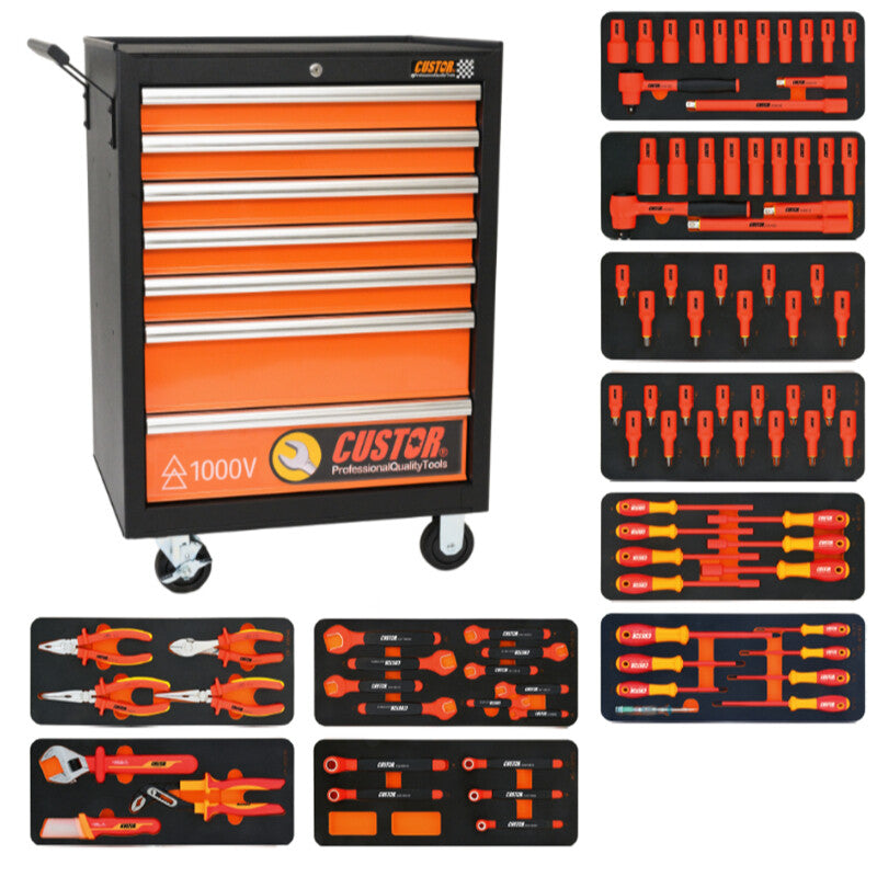 CUSTOR Profi Werkstattwagen bestückt, Werkstattwagen VDE bestückt COMPACT - VDE Werkzeugwagen