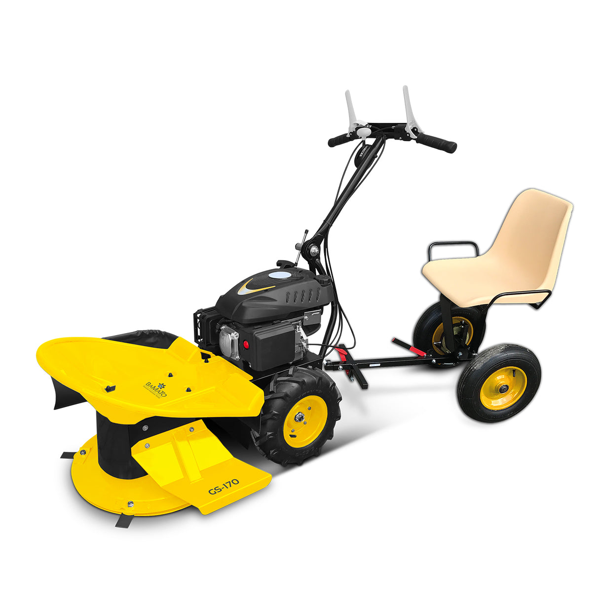 BAMATO mobiler Sitz für Hochgrasmäher und Mulchgeräte