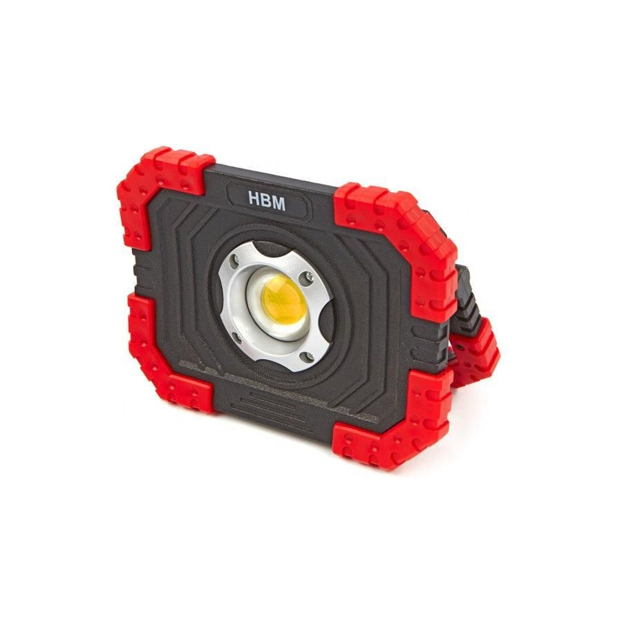 HBM LED-Bauleuchte mit Batterien 10 Watt - Tragbar und Leistungsstark mit 680 Lumen - Tools.de TP Profishop GmbH