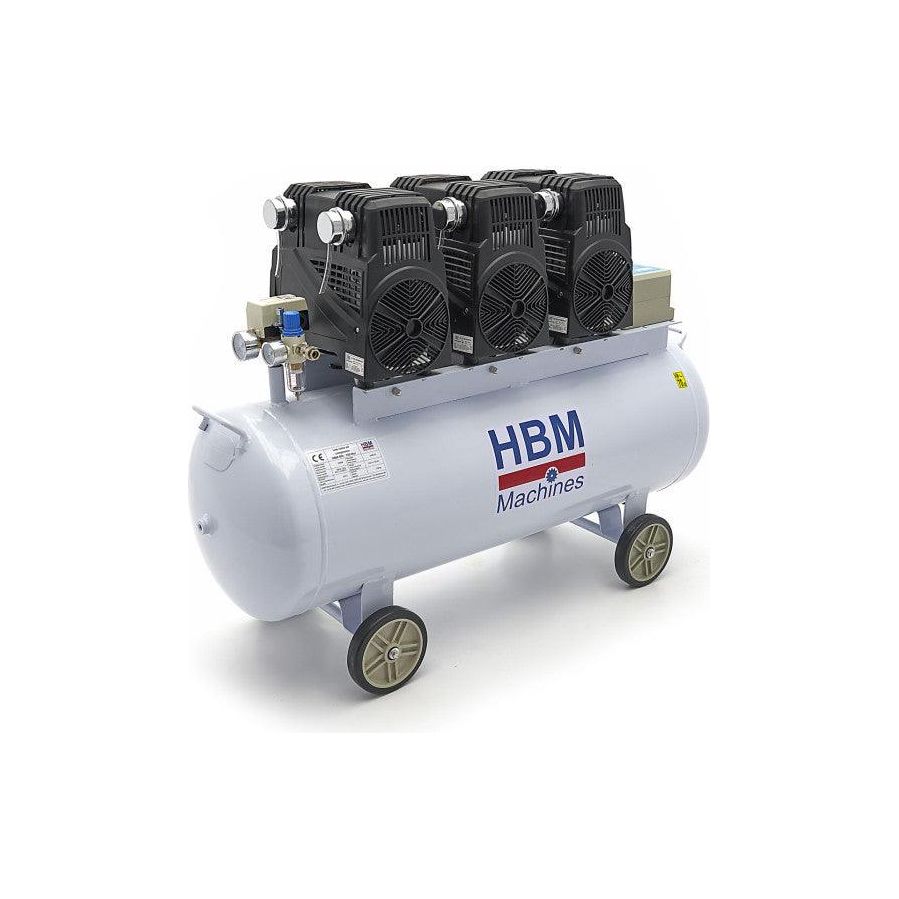 HBM Silent 6 PS Flüsterkompressor – 150 Liter professioneller geräuscharmer Kompressor SGS - Tools.de TP Profishop GmbH