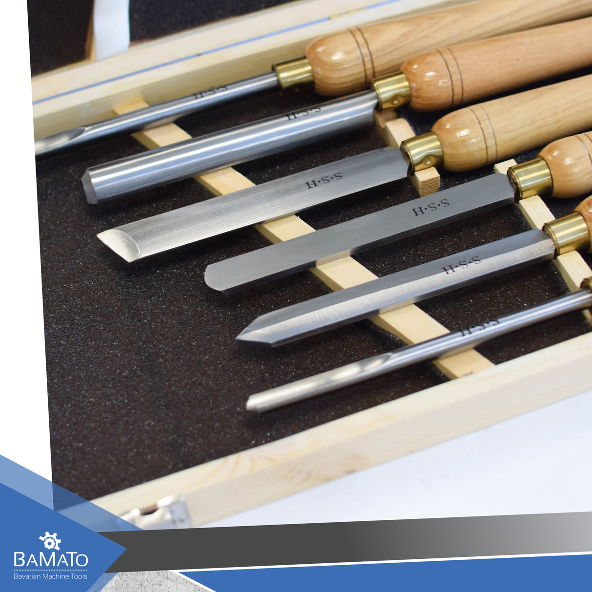 BAMATO HSS-Dreheisen 6-teiliges Set in Holzkiste