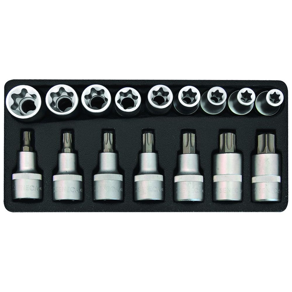 Seneca Bit Einsatz Steckschlüssel Satz E-Profil T-Profil 1/2" 16 Stück Profi - 221007