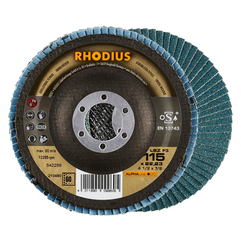 Rhodius Lamellenschleifscheibe V Konisch LSZ F3 115 x 22,23mm K60 10 Stück - 210480