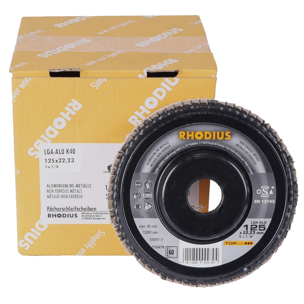 Rhodius Lamellenschleifscheibe P flat LGA ALU 125 x 22,23mm K40 10 Stück - 210475