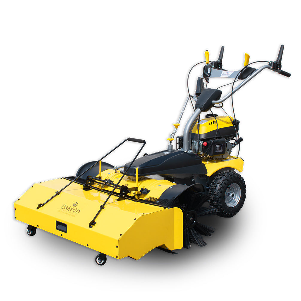 BAMATO KEM-1000 Kehrmaschine mit Kehrgutbehälter / Schneeschild / E-Start