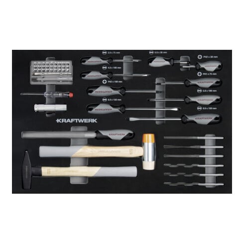 KRAFTWERK BT700 Werkstattwagen | 337-tlg. Werkzeugset 7 Schubladen BASIC Line Anthrazit Made in Germany - KW-102.117.109