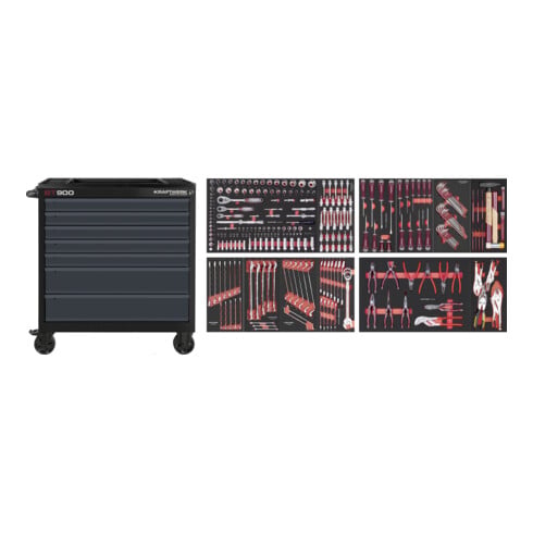 KRAFTWERK BT900 Werkstattwagen – 272-tlg. Profi-Komplettsystem, 7 Schubladen, anthrazit Made in Germany mit Jahren Garantie - KW-102.217.203