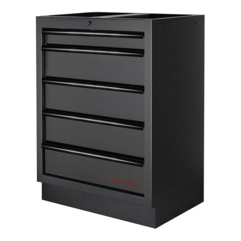 KRAFTWERK MOBILIO BLK 3er Kombi – 15 Schubladen, Papierrollenhalter & Buche-Arbeitsplatte für maximale Effizienz - KW-3964K-BLK-24