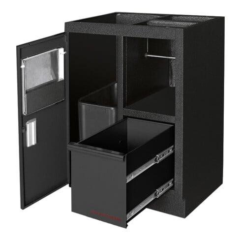 KRAFTWERK MOBILIO BLK 3er Kombi – 15 Schubladen, Papierrollenhalter & Buche-Arbeitsplatte für maximale Effizienz - KW-3964K-BLK-24