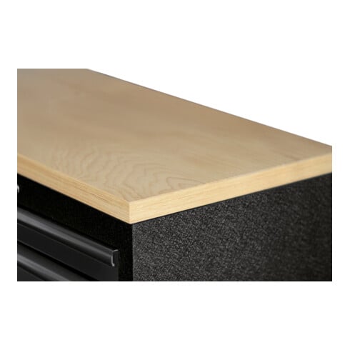 KRAFTWERK MOBILIO BLK 7er Unterschrank-Kombi – 27 Schubladen & Buche-Arbeitsplatte für Deine perfekte Werkstattorganisation - KW-3964M-BLK