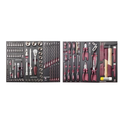 KRAFTWERK Werkzeug-Zusammenstellung – 104-tlg., 2 EVA3-Schubladeneinlagen für Werkstattwagen - KW-4931