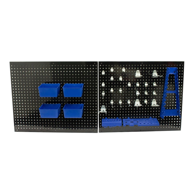 KROFtools Set/Bausatz mit zwei perforierten Platten/Metallwänden und 32 Zubehörteilen - ideal für Werkstattorganisation - 8685 - Tools.de TP Profishop GmbH