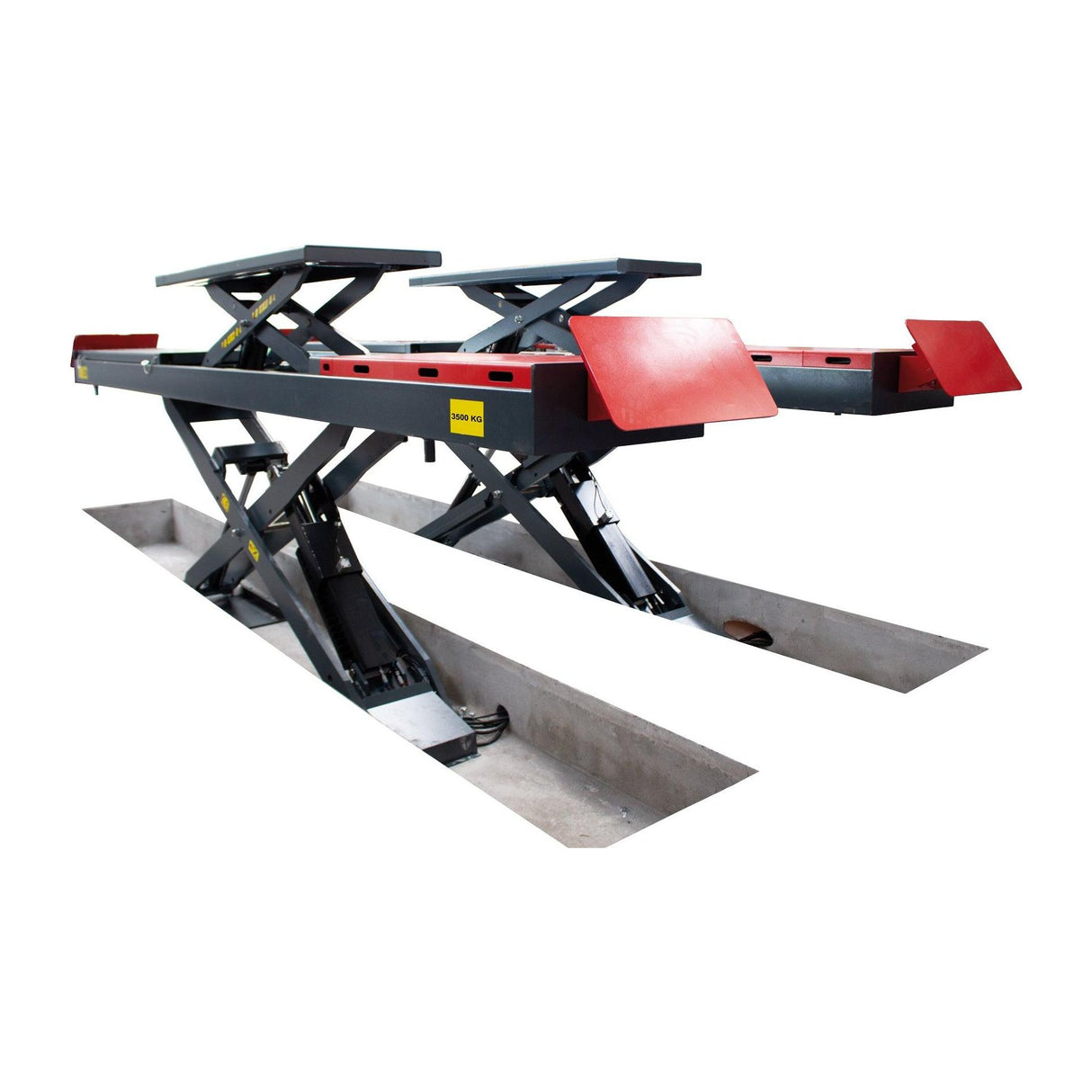 KROFtools Unterflur 3.5t Profi Scherenhebebühne mit integriertem Achsfreiheber, LED Beleuchtung / Radfreiheber / 3500kg 400V Hebebühne / hydraulische Scherenhebebühne Modell 9824 - Tools.de TP Profishop GmbH