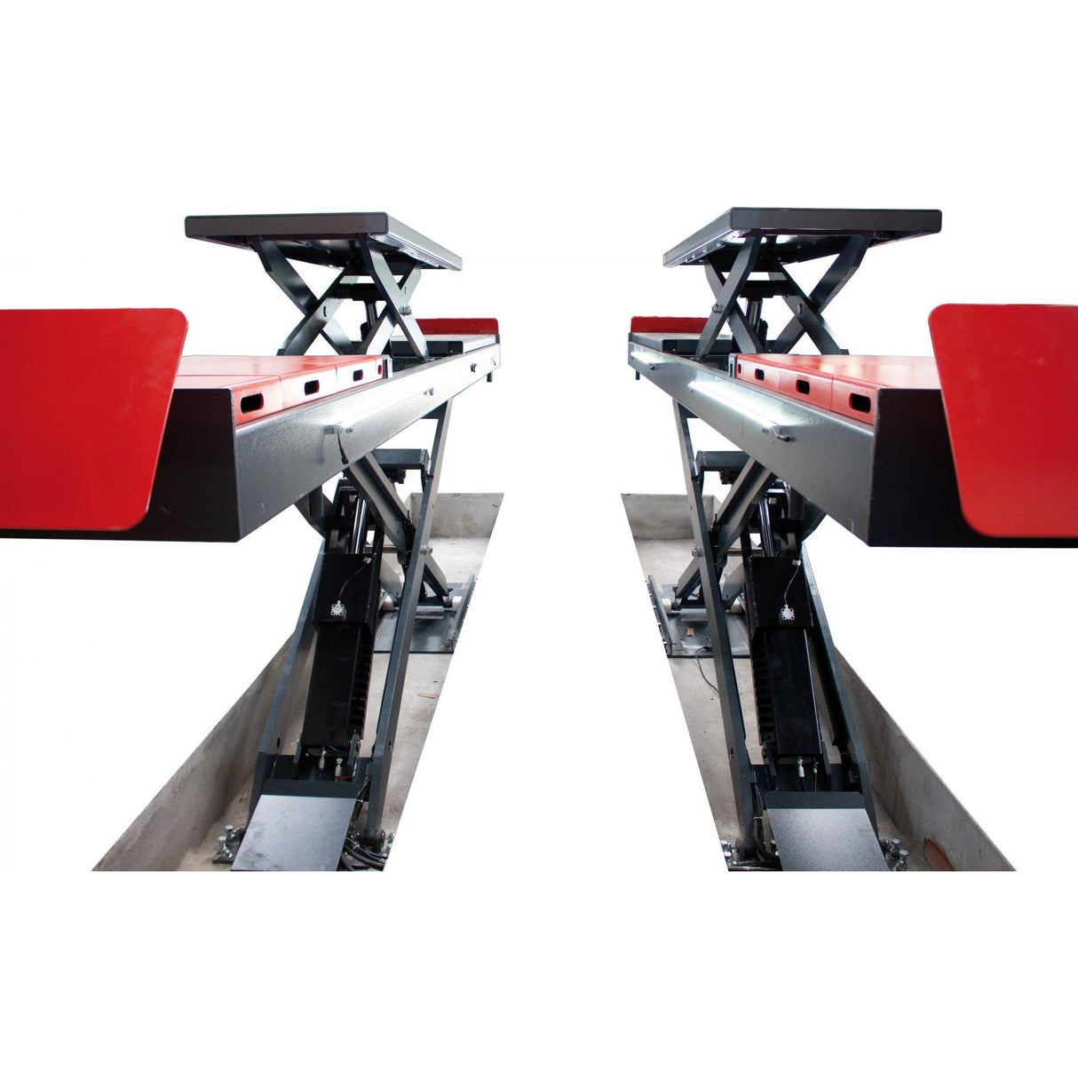 KROFtools Unterflur 5.5t Profi Scherenhebebühne mit integriertem Achsfreiheber, LED Beleuchtung / Radfreiheber / 5500kg 400V Hebebühne / hydraulische Scherenhebebühne Modell 9822 - Tools.de TP Profishop GmbH