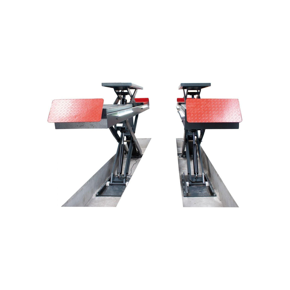 KROFtools Unterflur 5.5t Profi Scherenhebebühne mit integriertem Achsfreiheber, LED Beleuchtung / Radfreiheber / 5500kg 400V Hebebühne / hydraulische Scherenhebebühne Modell 9822 - Tools.de TP Profishop GmbH